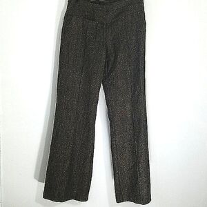Pants wide leg front pockets wool blend Brown Y2k Old Money
